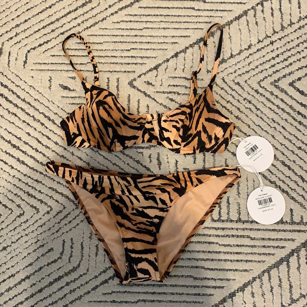 NWT Tori Praver Tiger Print Bikini Set